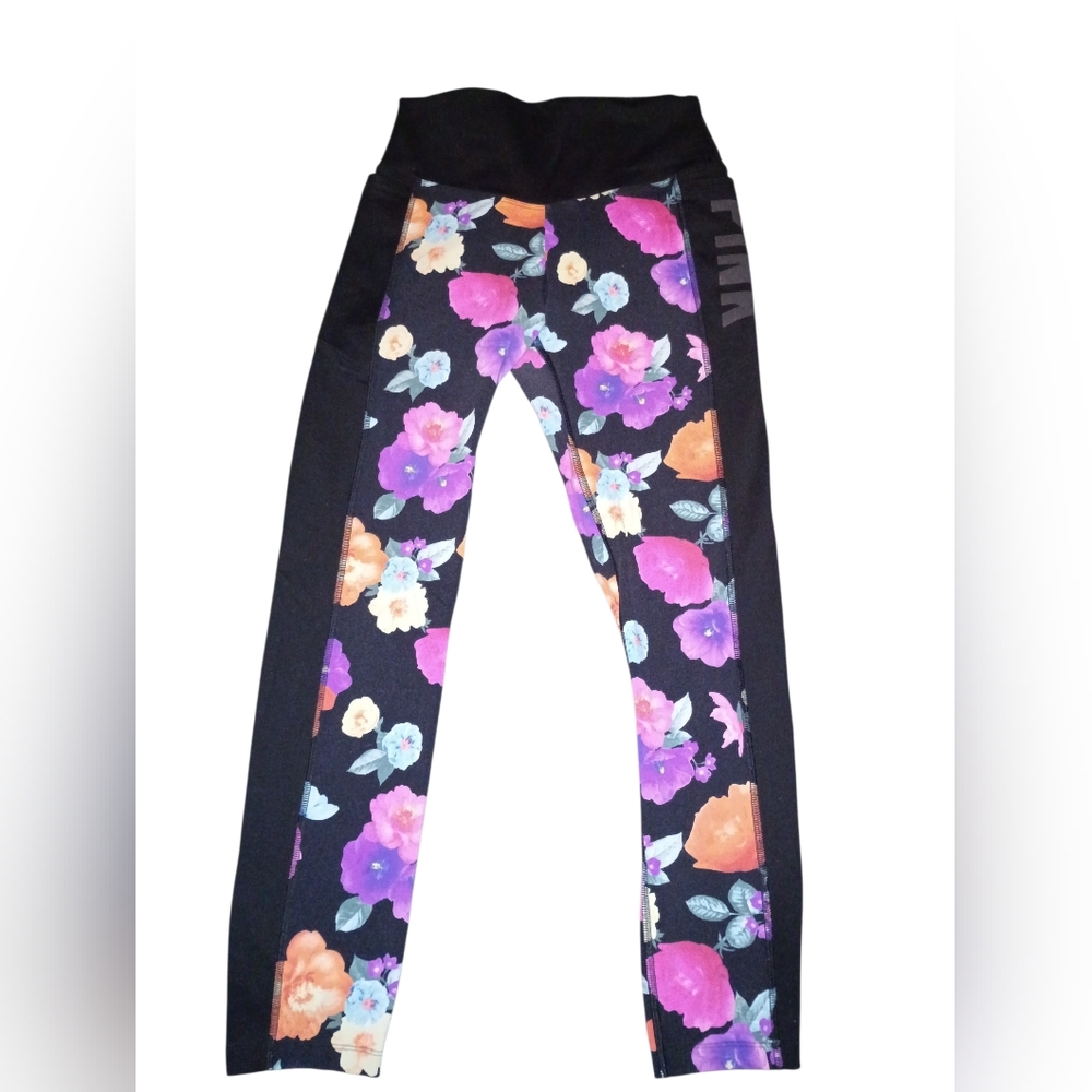PINK Victoria's Secret Black Floral Leggings